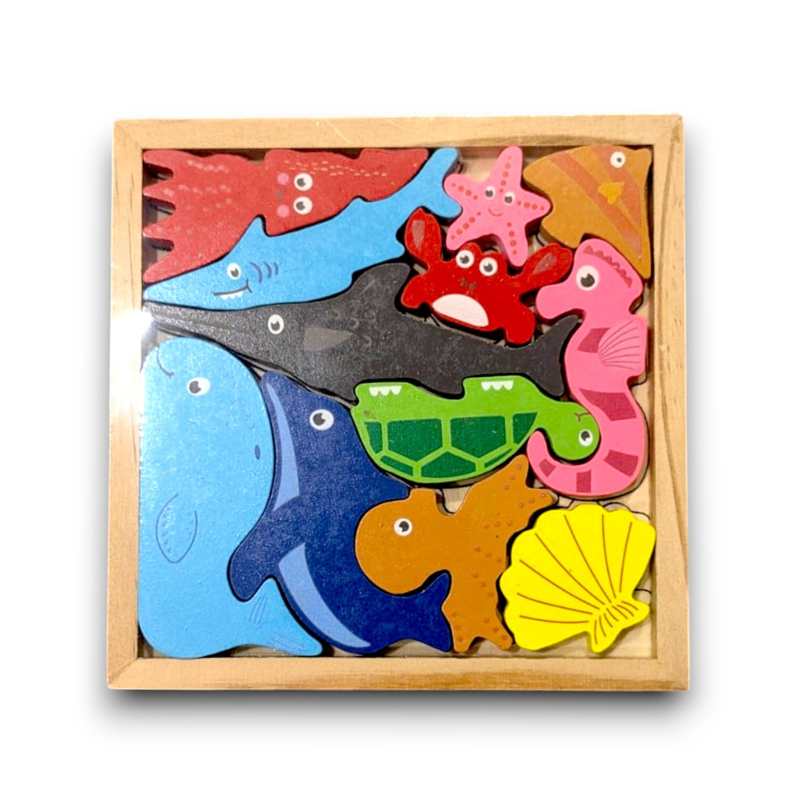 3D-Aqua World Animals Puzzle Board / Wooden Montessori Learning Sea Animal Stacking / Sea Animals Wooden Puzzle.